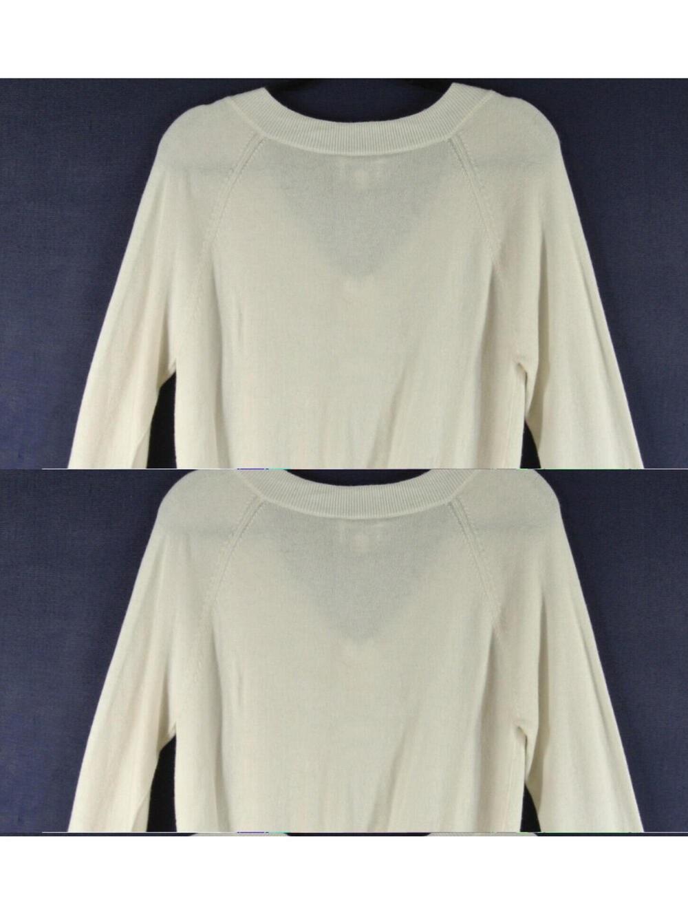 NEW, Milly Feather Cuff V-Neck Sweater in Ecru Sz S #S7603 - Picture 5 of 8